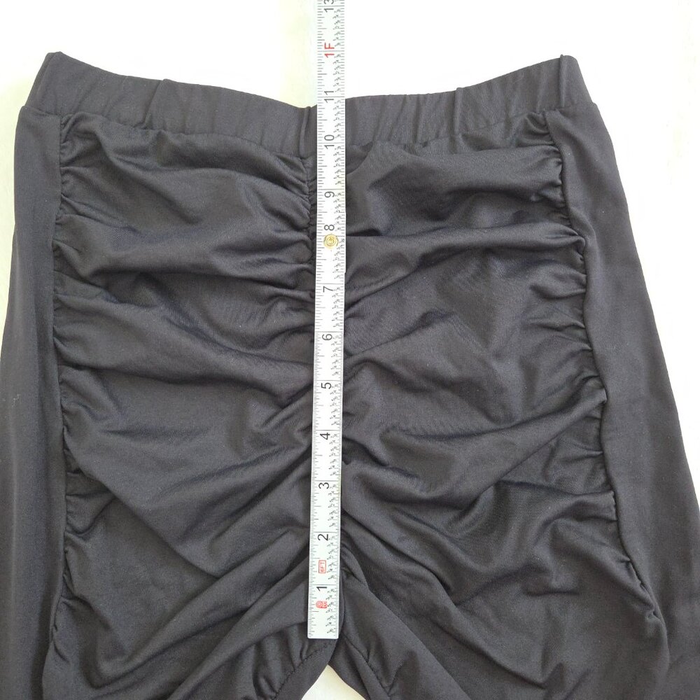 Zara Black Ruched Leggings Medium Subversive Cyber Y2K Goth Grunge High Rise - Picture 10 of 10